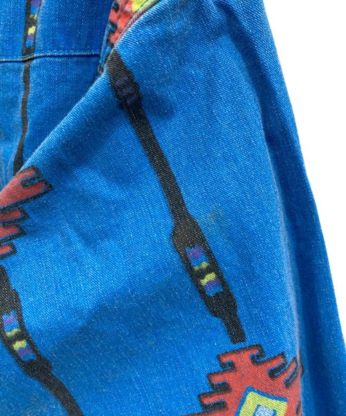 Wrangler（ラングラー）Wrangler (ラングラー) ネイティブ柄ウエスタンシャツ ブルー サイズ:17-36の古着・服飾アイテム