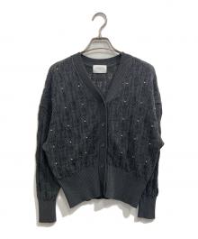 UNITED ARROWS TOKYO（ユナイテッドアローズトウキョウ）の古着「フェイクパール レース カーディガン ウォッシャブル」｜グレー