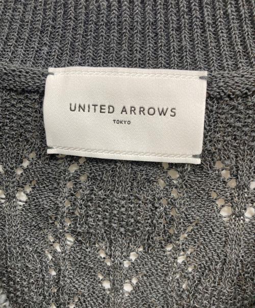 UNITED ARROWS TOKYO（ユナイテッドアローズトウキョウ）UNITED ARROWS TOKYO (ユナイテッドアローズトウキョウ) フェイクパール レース カーディガン ウォッシャブル グレー サイズ:記載なしの古着・服飾アイテム