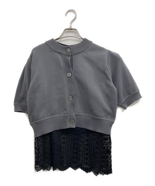 UNITED ARROWS（ユナイテッドアローズ）UNITED ARROWS (ユナイテッドアローズ) レース レイヤード カーディガン ブラック サイズ:記載なしの古着・服飾アイテム