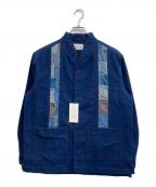 KUONクオン）の古着「ボロ ストライプ キモノカラー シャツ ジャケット / Boro Striped Shirket」｜インディゴ