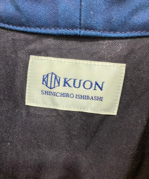 KUON（クオン）KUON (クオン) ボロ ストライプ キモノカラー シャツ ジャケット / Boro Striped Shirket インディゴ サイズ:Medium 未使用品の古着・服飾アイテム