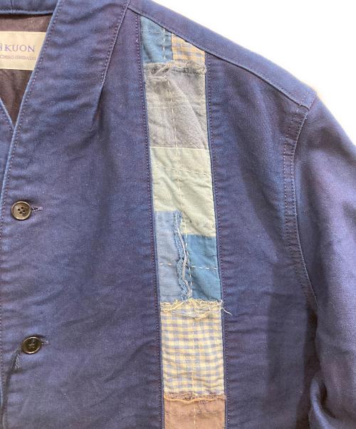 KUON（クオン）KUON (クオン) ボロ ストライプ キモノカラー シャツ ジャケット / Boro Striped Shirket インディゴ サイズ:Medium 未使用品の古着・服飾アイテム
