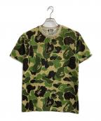 A BATHING APEアベイシングエイプ）の古着「ABC CAMO PILE JACQUARD ONE  POINT TEE」｜グリーン