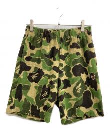 A BATHING APE（アベイシングエイプ）の古着「ABC CAMO PILE ONE POINT SWEAT SHORTS」｜グリーン