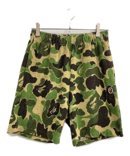 A BATHING APE（アベイシングエイプ）A BATHING APE (アベイシングエイプ) ABC CAMO PILE ONE POINT SWEAT SHORTS グリーン サイズ:Sの古着・服飾アイテム