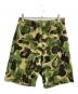 A BATHING APE（アベイシングエイプ）の古着「ABC CAMO PILE ONE POINT SWEAT SHORTS」｜グリーン