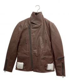 Liugoo Leathers（リューグーレザーズ）の古着「ダブルライダースジャケット」｜ブラウン