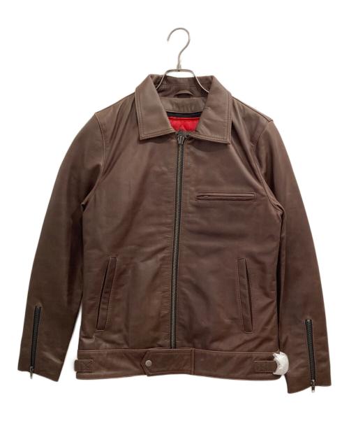 Liugoo Leathers（リューグーレザーズ）Liugoo Leathers (リューグーレザーズ) シングルライダースジャケット ブラウン サイズ:Mの古着・服飾アイテム