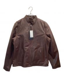 Liugoo Leathers（リューグーレザーズ）の古着「シングルライダースジャケット」｜ブラウン