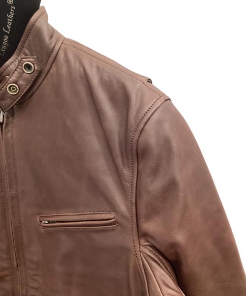 Liugoo Leathers（リューグーレザーズ）Liugoo Leathers (リューグーレザーズ) シングルライダースジャケット ブラウン サイズ:Lの古着・服飾アイテム