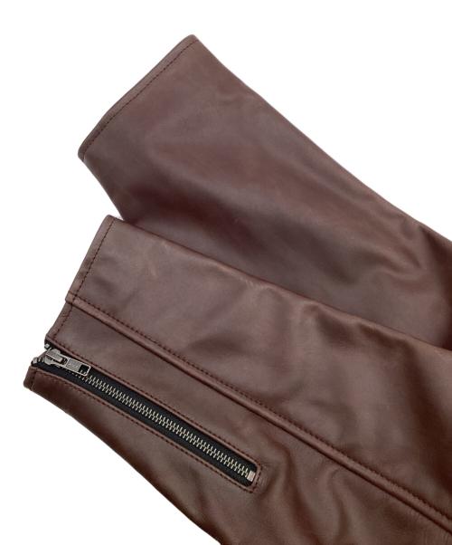 Liugoo Leathers（リューグーレザーズ）Liugoo Leathers (リューグーレザーズ) シングルライダースジャケット ブラウン サイズ:Lの古着・服飾アイテム