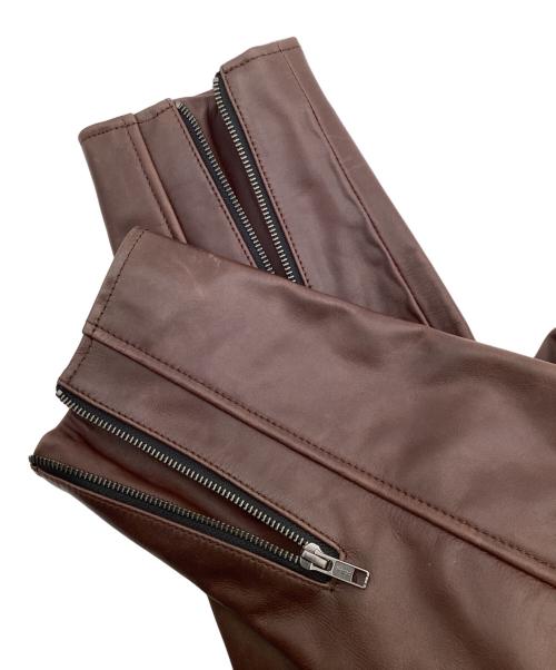 Liugoo Leathers（リューグーレザーズ）Liugoo Leathers (リューグーレザーズ) シングルライダースジャケット ブラウン サイズ:Lの古着・服飾アイテム