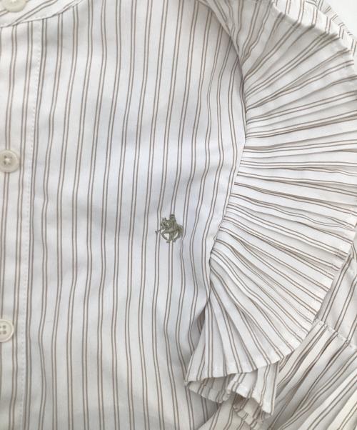 POLO BCS（ポロ・ビーシーエス）POLO BCS (ポロ・ビーシーエス) Rirandture (リランドチュール) ラッフルスリーブシャツワンピース ベージュ サイズ:2の古着・服飾アイテム