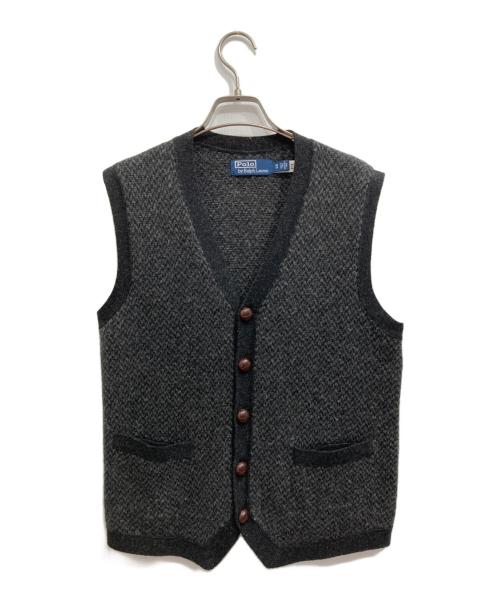 POLO RALPH LAUREN（ポロ・ラルフローレン）POLO RALPH LAUREN (ポロ・ラルフローレン) クルミボタンウールニットベスト ブラック サイズ:XSの古着・服飾アイテム