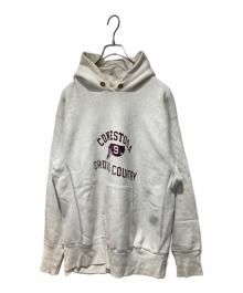 Champion REVERSE WEAVE（チャンピオン リバース ウィーブ）の古着「ヴィンテージプリントパーカー」｜グレー