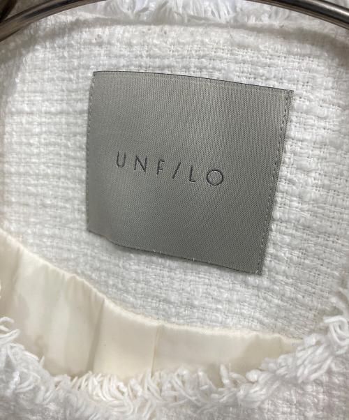 UNFILO（アンフィーロ）UNFILO (アンフィーロ) ノーカラーツイードジャケット ホワイト サイズ:Lの古着・服飾アイテム