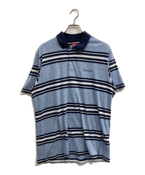 SUPREME（シュプリーム）Supreme (シュプリーム) HEATHER STRIPE POLO ブルー サイズ:Lの古着・服飾アイテム
