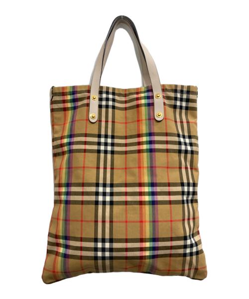 BURBERRY LONDON（バーバリーロンドン）BURBERRY LONDON (バーバリーロンドン) レインボーチェックトートバッグ ベージュの古着・服飾アイテム