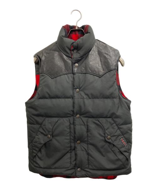 POLO RALPH LAUREN（ポロ・ラルフローレン）POLO RALPH LAUREN (ポロ・ラルフローレン) レザーヨークリバーシブルダウンベスト ブラック×レッド サイズ:Sの古着・服飾アイテム