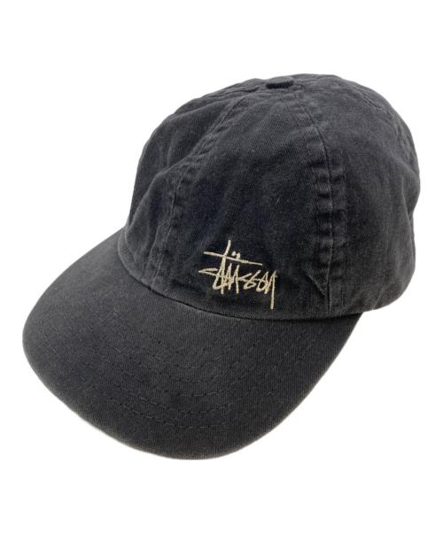 stussy（ステューシー）stussy (ステューシー) ロゴ刺繍キャップ ブラックの古着・服飾アイテム