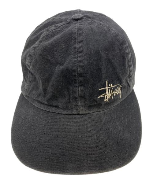 stussy（ステューシー）stussy (ステューシー) ロゴ刺繍キャップ ブラックの古着・服飾アイテム