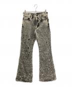SUGARHILLシュガーヒル）の古着「CRASHED BLACK MODERN DENIM FLARED TROUSERS」｜グレー
