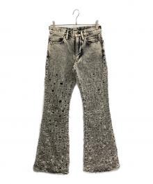 SUGARHILL（シュガーヒル）の古着「CRASHED BLACK MODERN DENIM FLARED TROUSERS」｜グレー