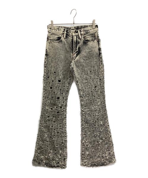 SUGARHILL（シュガーヒル）SUGARHILL (シュガーヒル) CRASHED BLACK MODERN DENIM FLARED TROUSERS グレー サイズ:28の古着・服飾アイテム