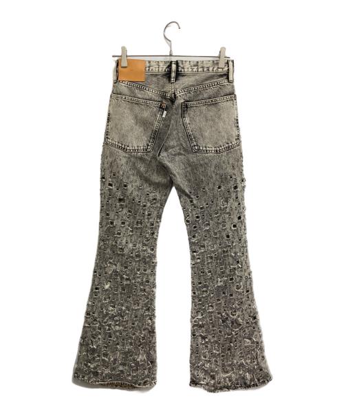 SUGARHILL（シュガーヒル）SUGARHILL (シュガーヒル) CRASHED BLACK MODERN DENIM FLARED TROUSERS グレー サイズ:28の古着・服飾アイテム