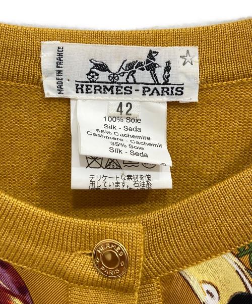 HERMES（エルメス）HERMES (エルメス) 動物柄シルクカシミヤカーディガン イエロー サイズ:42の古着・服飾アイテム