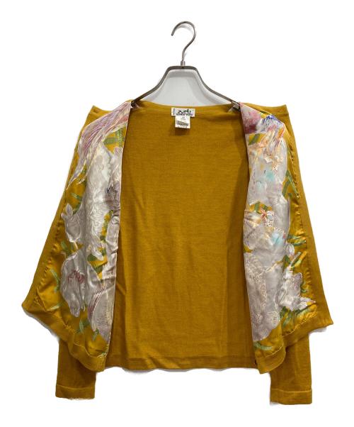 HERMES（エルメス）HERMES (エルメス) 動物柄シルクカシミヤカーディガン イエロー サイズ:42の古着・服飾アイテム