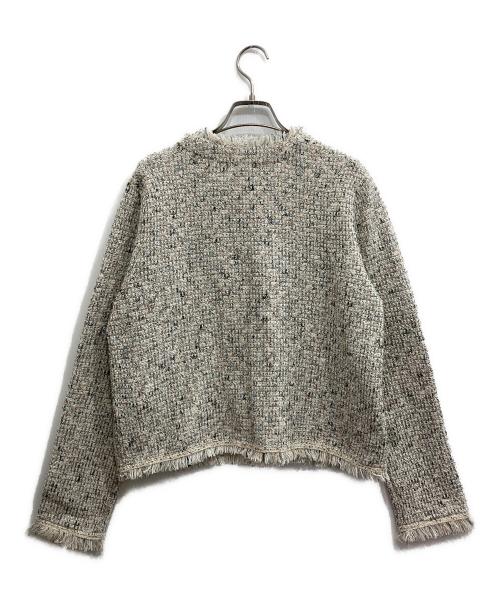 23区（ニジュウサンク）23区 (ニジュウサンク) ツイード ニット ジャケット グレー サイズ:38の古着・服飾アイテム