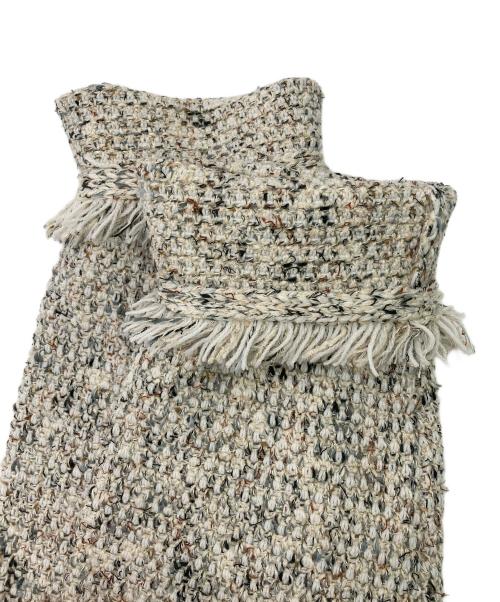 23区（ニジュウサンク）23区 (ニジュウサンク) ツイード ニット ジャケット グレー サイズ:38の古着・服飾アイテム
