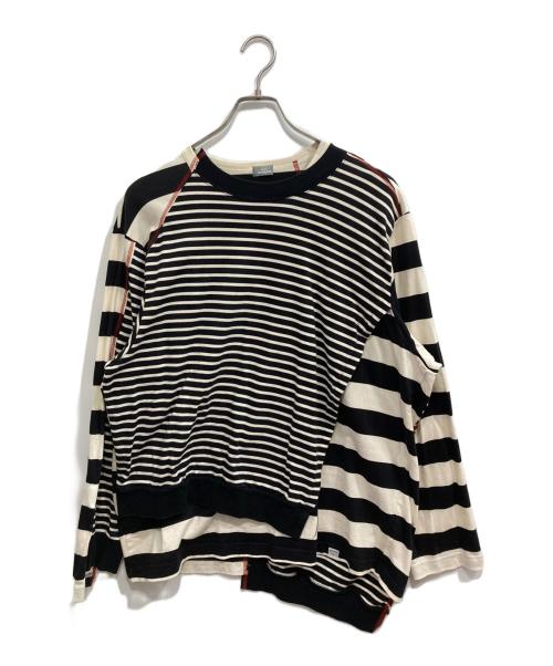 kolor/BEACON（カラービーコン）kolor/BEACON (カラービーコン) swiching border longsleeve t-shirt ブラック×ホワイト サイズ:2の古着・服飾アイテム