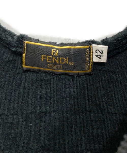 FENDI（フェンディ）FENDI (フェンディ) ベロアジャガードキャミソールワンピ ブラック サイズ:42の古着・服飾アイテム