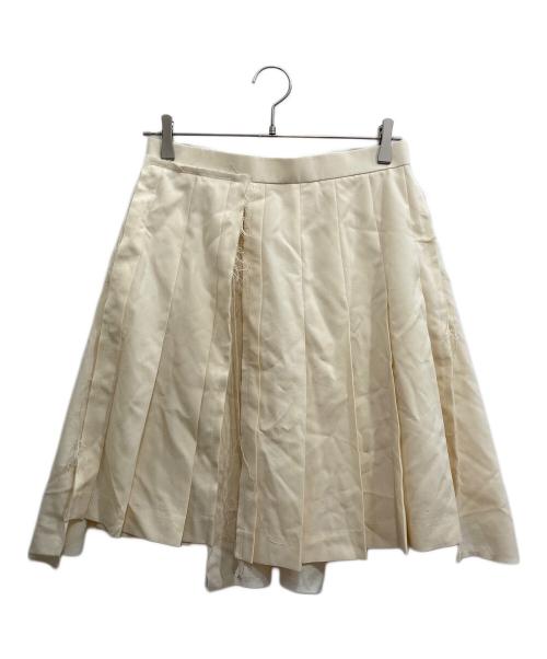 COMME des GARCONS（コムデギャルソン）COMME des GARCONS (コムデギャルソン) カットアウトウールギャバプリーツスカート アイボリー サイズ:Sの古着・服飾アイテム