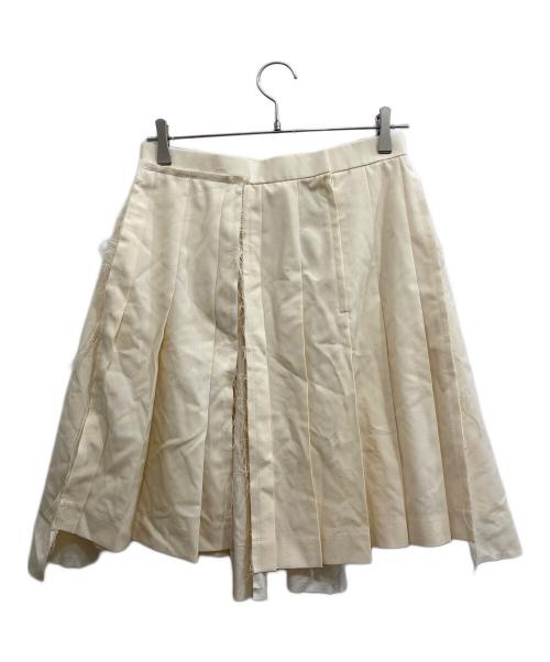 COMME des GARCONS（コムデギャルソン）COMME des GARCONS (コムデギャルソン) カットアウトウールギャバプリーツスカート アイボリー サイズ:Sの古着・服飾アイテム