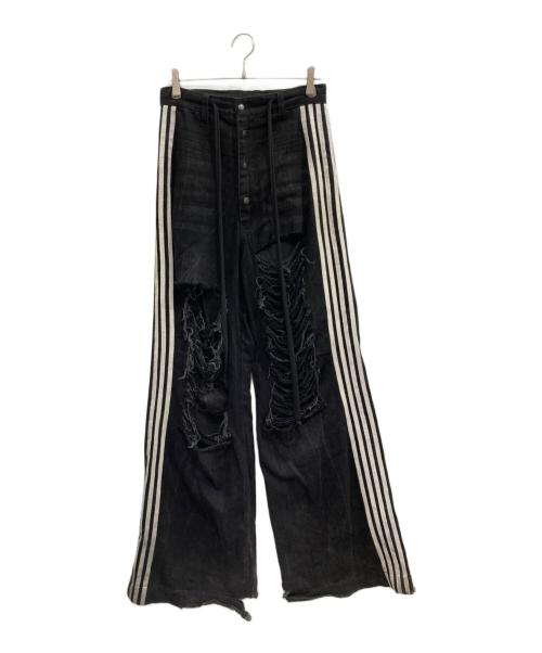 YORI SPORTS（ヨリスポーツ）YORI SPORTS (ヨリスポーツ) ダメージラインデニムパンツ ブラック サイズ:30の古着・服飾アイテム