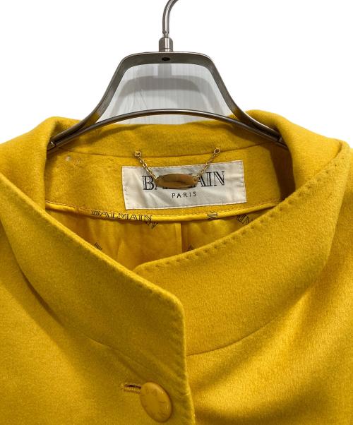 BALMAIN（バルマン）BALMAIN (バルマン) 裏地シルクカシミヤコート イエロー サイズ:11の古着・服飾アイテム