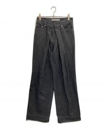 JOHN LAWRENCE SULLIVAN（ジョン ローレンス サリバン）の古着「フロントタックワイドデニムパンツ/Rigid Denim Wide Pants」｜グレー