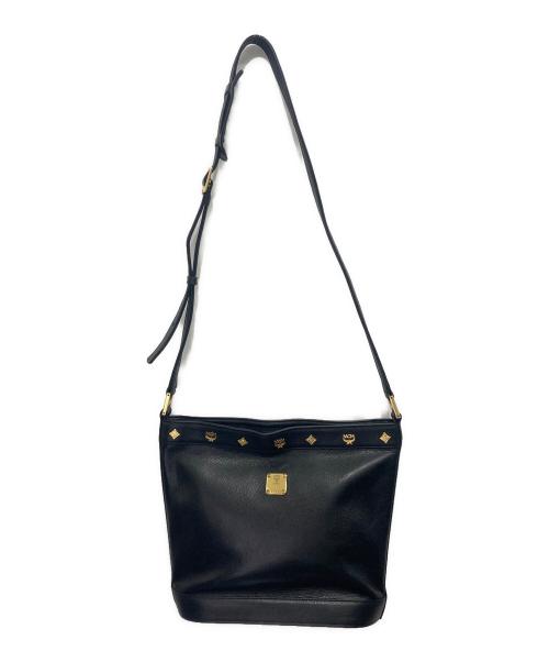 MCM（エムシーエム）MCM (エムシーエム) レザーショルダーバッグ ブラックの古着・服飾アイテム