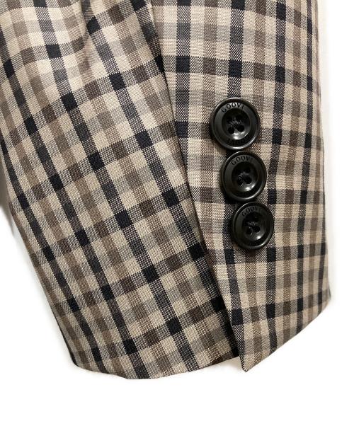 GOOVI（グービ）GOOVI (グービ) ガンクラブチェックダブルブレストジャケット ベージュ サイズ:2の古着・服飾アイテム