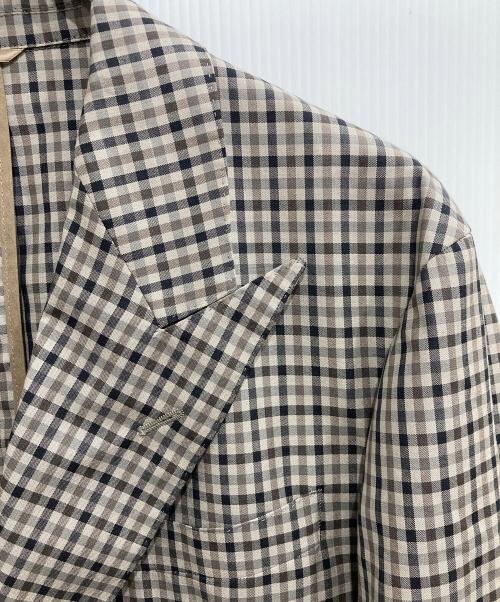 GOOVI（グービ）GOOVI (グービ) ガンクラブチェックダブルブレストジャケット ベージュ サイズ:2の古着・服飾アイテム