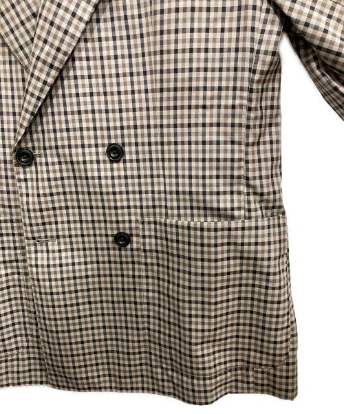 GOOVI（グービ）GOOVI (グービ) ガンクラブチェックダブルブレストジャケット ベージュ サイズ:2の古着・服飾アイテム