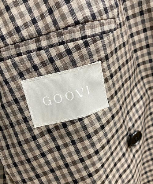 GOOVI（グービ）GOOVI (グービ) ガンクラブチェックダブルブレストジャケット ベージュ サイズ:2の古着・服飾アイテム