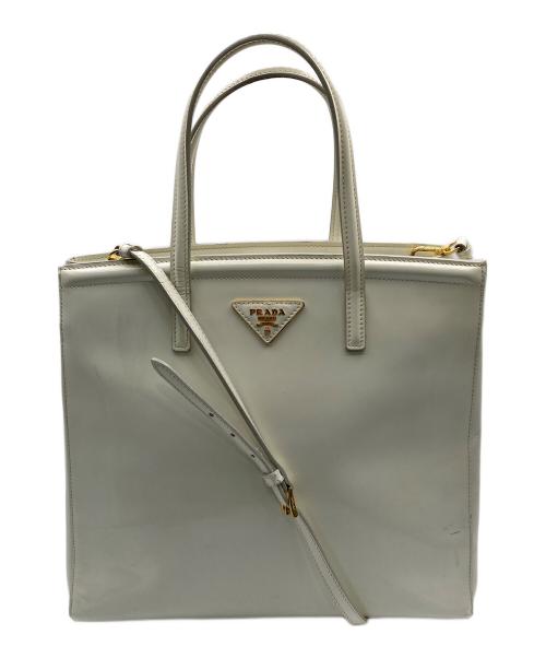 PRADA（プラダ）PRADA (プラダ) 2WAYハンドバッグ ホワイトの古着・服飾アイテム