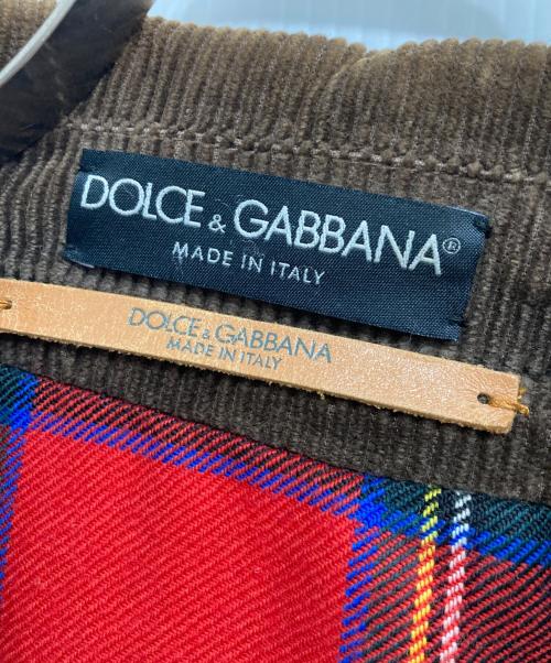 DOLCE & GABBANA（ドルチェ＆ガッバーナ）DOLCE & GABBANA (ドルチェ＆ガッバーナ) チェック裏地付コーデュロイトラッカージャケット ブラウン サイズ:50の古着・服飾アイテム