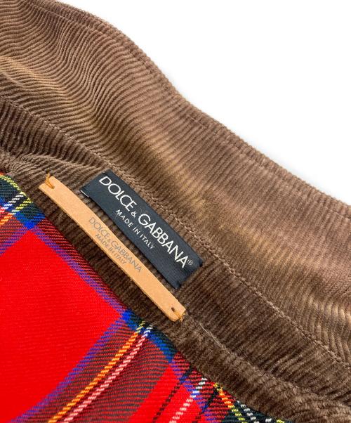 DOLCE & GABBANA（ドルチェ＆ガッバーナ）DOLCE & GABBANA (ドルチェ＆ガッバーナ) チェック裏地付コーデュロイトラッカージャケット ブラウン サイズ:50の古着・服飾アイテム
