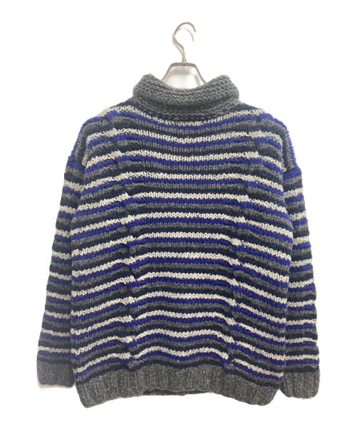KANATA（カナタ）KANATA (カナタ) ボーダー柄ニットカーディガン グレー サイズ:freeの古着・服飾アイテム
